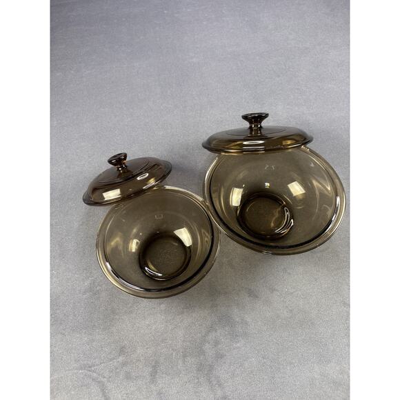 Corningware Pyrex Amber 322 (1 Qt.) & 323 (1.5 Qt.) Set of 2 with lids - Picture 6 of 14